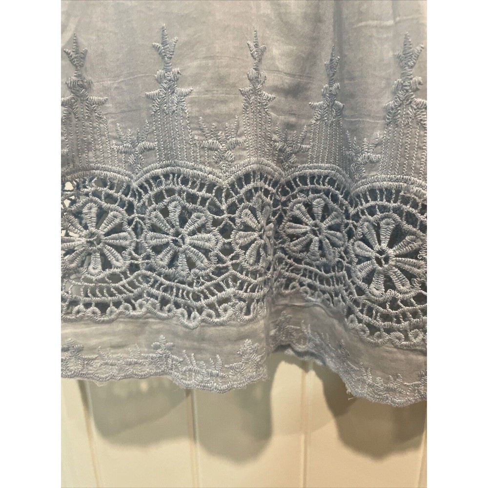 Love Stitch Lt. Blue Tank Top  Embroidered Detail Front & Back Preowned Size S - Picture 7 of 9